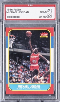 1986-87 Fleer #57 Michael Jordan Rookie Card - PSA NM-MT 8 (OC)